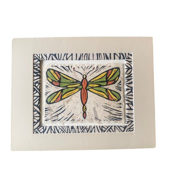 John Davis Other - Handmade Dragonfly Block Print Art Artist John Davis 11 x 14 Matted Wall Decor